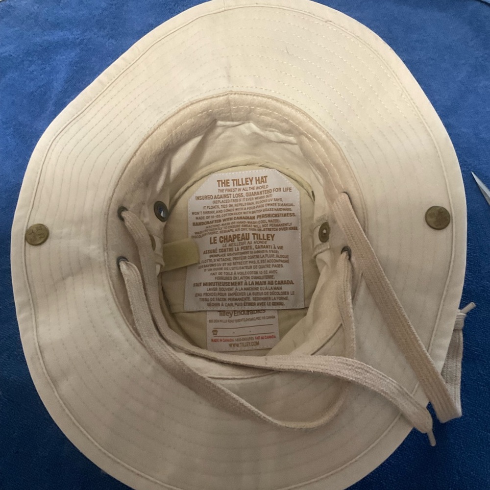 Vtg Tilley Endurables T3 Khaki Cream Ivory Brimmed Sun Hat Canada size 6 7/8
